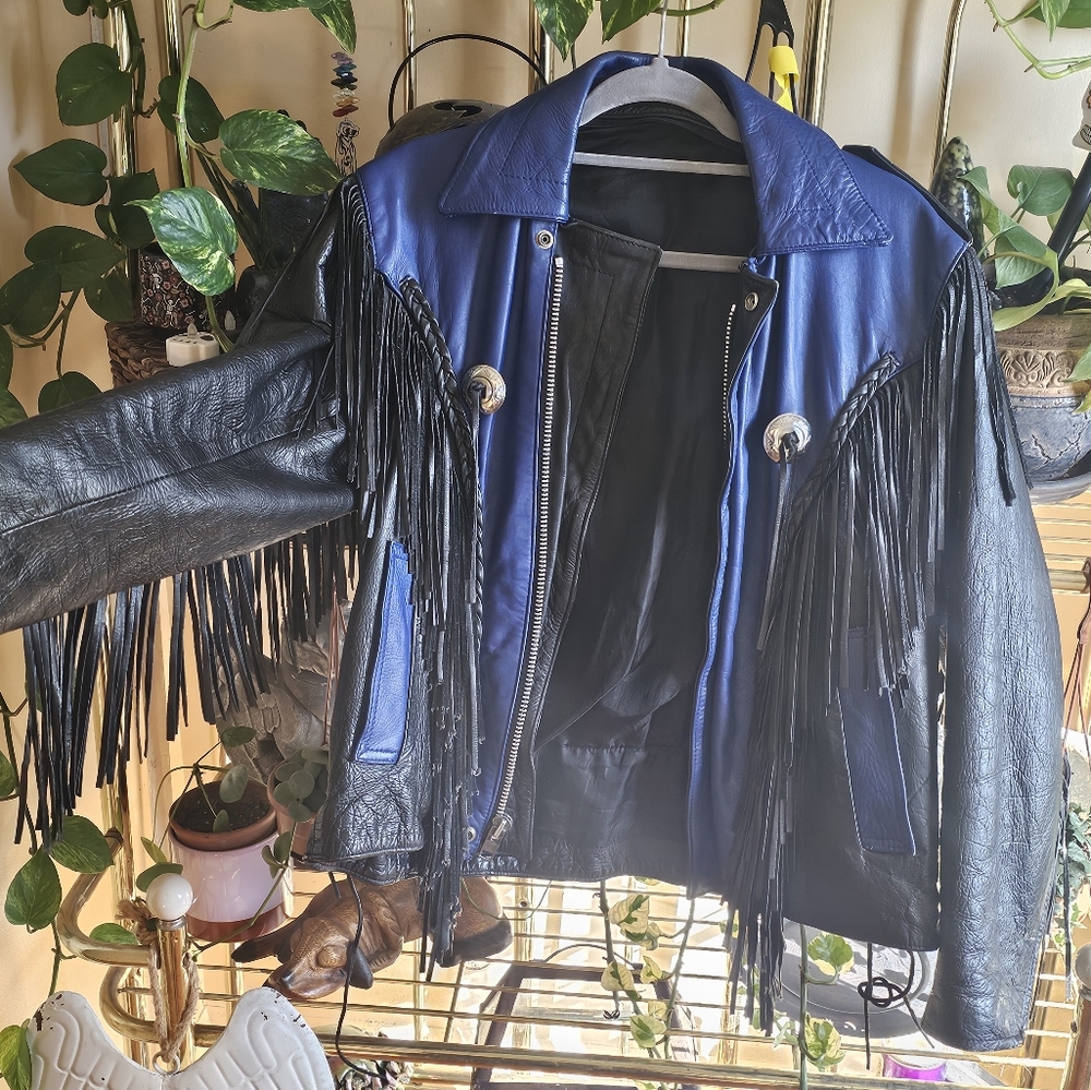 Fringe leather jacket